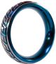 Steel Donut Cockring with Engraving Blue