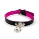 17mm Collar  with Padlock- Suede Lined BLK/PNK