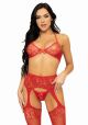 Bra Top, String Stockings One Size Red