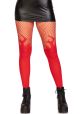 Flame Tights With Fishnet Top  One Size Red