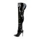 COURTLY-3012 Classic Thigh High Stiletto Boots No Platform Black