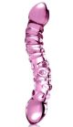 Dildo - Icicles Hand Blown Double Ended Glass Pink Dildo