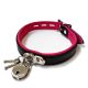 20mm Collar w/ Padlock Padded & Leather Lined BLK/PNK