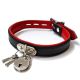 20mm Collar w/ Padlock Padded & Leather Lined BLK/RED