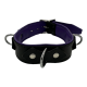 Collar with 3 D/rings in Black and Purple, Lockable, One Size