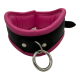Collar in Black and Pink Leather, Lockable, One Size
