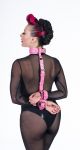 Wide Strap Neck To Wrist Restraints Unlined  Pink  Small 