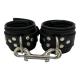 Wrist Cuffs in Black Soft Leather Padded One Size