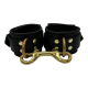 Wrist Cuffs in Soft Black Leather with Gold Hardware One Size