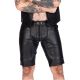 Knee Length Leather Pouch Shorts Black 